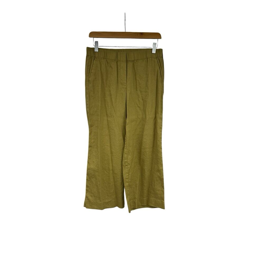 J Jill Linen Viscose Blend Loose Fit Cropped Straight Leg Pants Womens XS